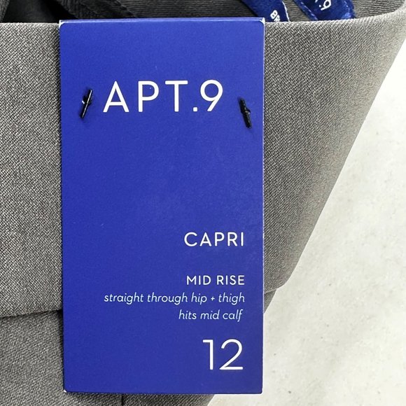 Apt 9 Women's Size 12 Capri Brynn Mid Rise Gray New With Tags - Picture 9 of 16